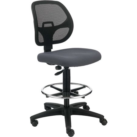 GLOBAL INDUSTRIAL Armless Mesh Drafting Stool, Fabric, Gray, Mid Back 695645GY